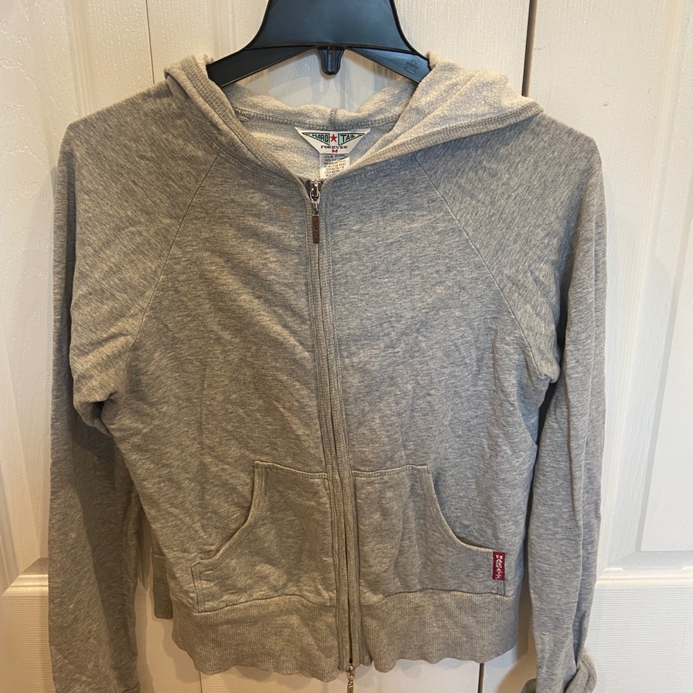 Hard tail grey zip up crop sweatshirt